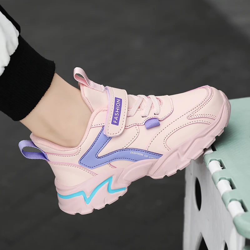 Girl's Fashion Sneakers Lovely Girls Sneaker Outdoor Breathable Mesh Flat Sport Shoes Kids Casual School Walking Shoe Antislip