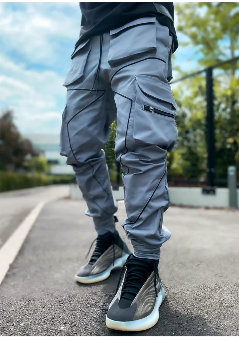 Men's Reflective Cargo Pants 2025 New Hip Hop Casual Joggers Trousers Multi-Pocket Men Sweatpants Streetwear Sports Pant M-3XL.