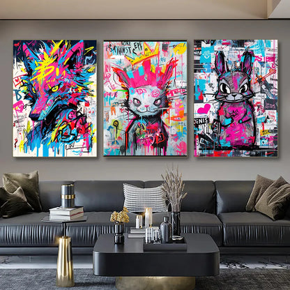 Animation Room Decor Animals Decoration Wall Art Coloured Home Decorations Canvas Painting Graffiti Cartoon Painted Decororation.
