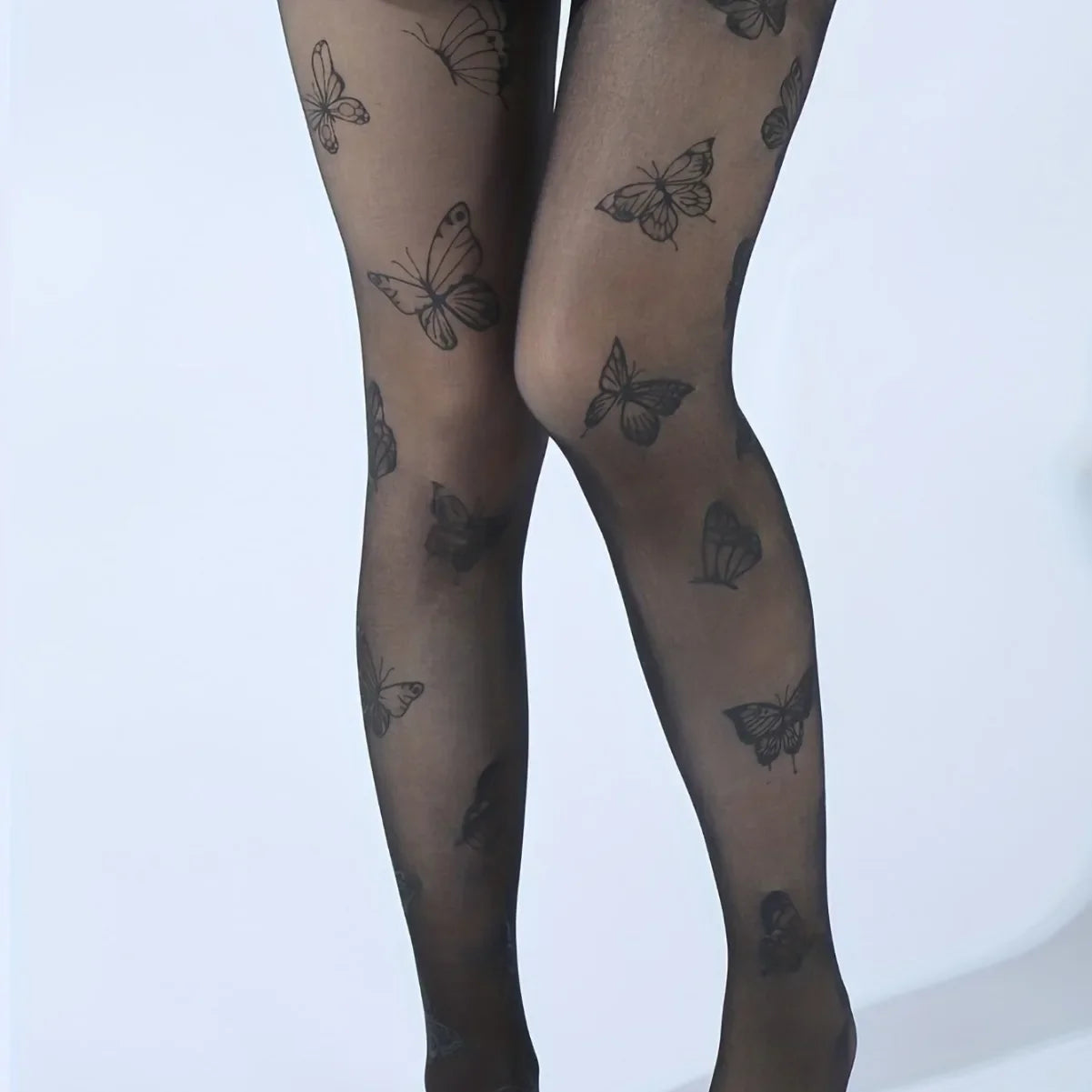 Fashionable Sexy Butterfly Printing Stockings Tights Black White Butterfly Tights Thin Material Suitable For Summer.