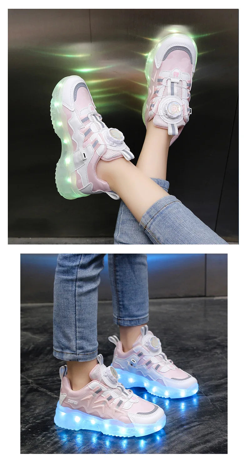Children Fashion Kids Led Shoes for Girls Usb Charging Sneakers Outdoor Sport Footwear Boys Luminous Shoes 2023 Glowing Sneakers