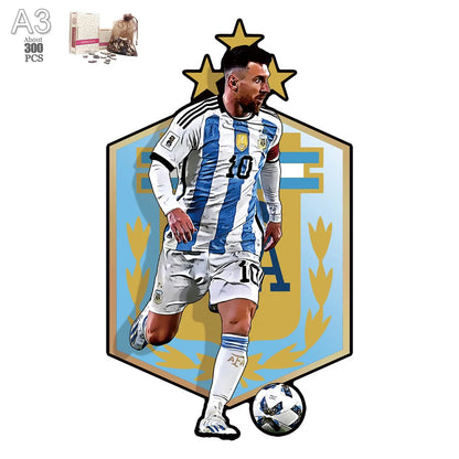 Soccer Player Wooden Puzzle for Football Fan Sports Star Wood Jigsaw Advanced Difficulty A3 A4 Size Puzzles