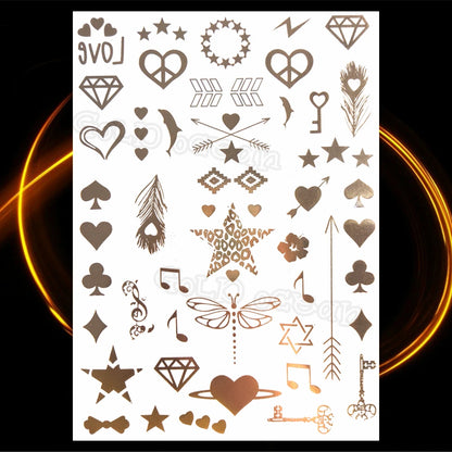 1PC Summer Style Men Women Body Art Gold Metallic Tattoo Sticker HYS-101 Chain Bracelet Fake Jewelry Waterproof Temporary Tattoo