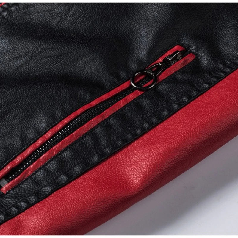 M-5XL Plus Size Men's Motorcycle Leather Jacket Winter Warm Stand Collar PU Biker Coat Casual Streetwear Fleece Lined Outerwear.