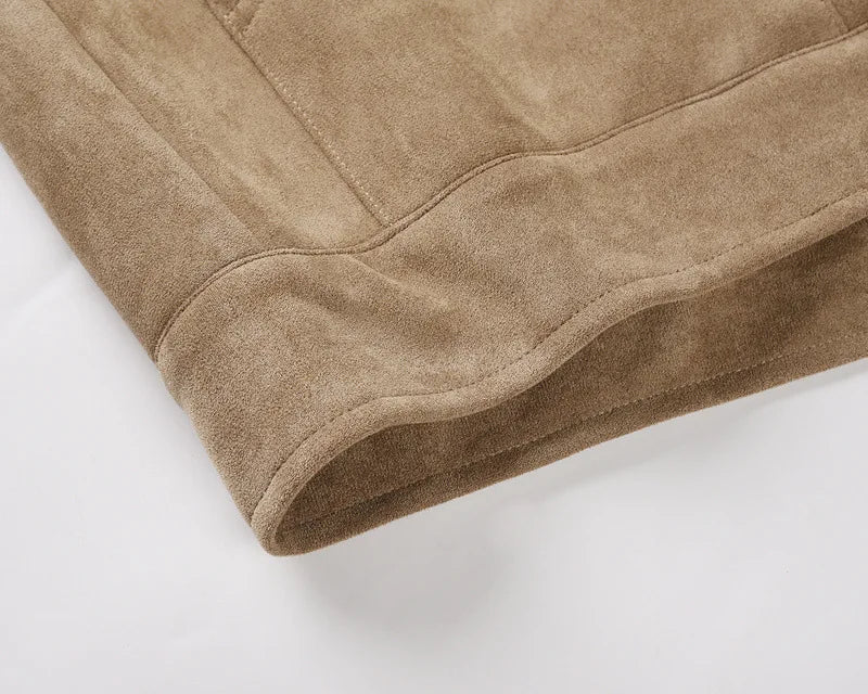 Spring Autumn New Fashion Men's American High Street Solid Color Chamois Multi Pocket Zipper Jacket Coat Casual Trendy Coat Male.