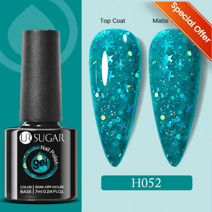 UR SUGAR 7/7.5ml Summer Blue Silver Gel Nail Polish Semi Permanent High Quality Soak Off UV LED Varnishes Nails Art Manicure