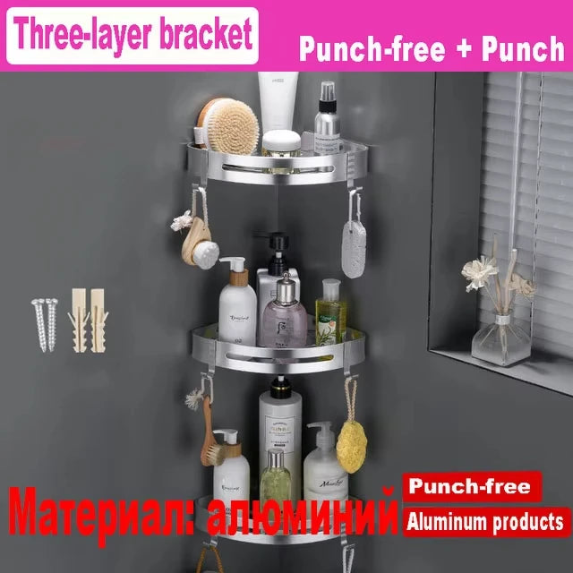 1/2/3 Schichten Eckduschregal Badezimmer Shampoo Duschregal Halter 304 Edelstahl Schlagfrei Küchenstativ Eckständer