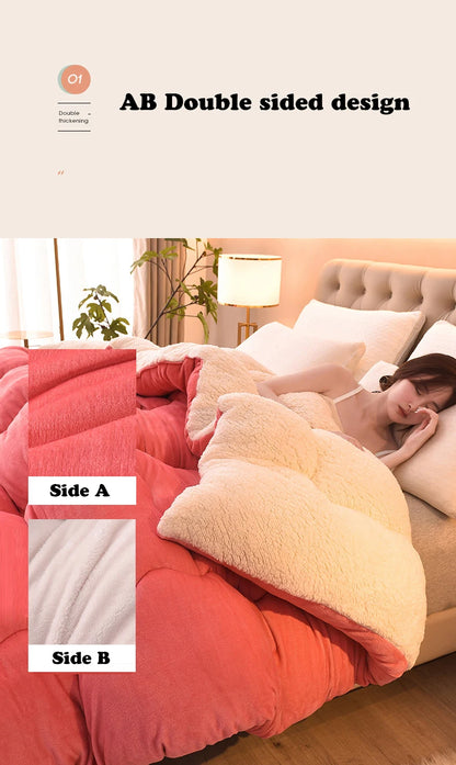 Solidcolor double-sided Duvet Lamb Wool flannel quilt warm comfort mattress in winter bedroom dormitory Thicken Weight Blanket.