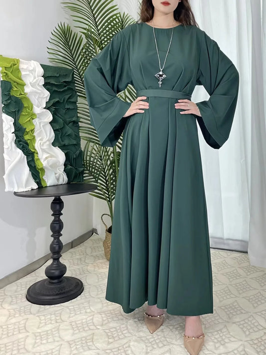 Muslim Abayas Women Kaftans Prayer Dress With Belt Full Sleeve Islamic Clothing Women Jilbabs Dubai Robe Ramadan Dresses.