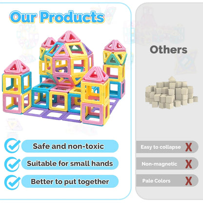 Macaron Magnetic Building Blocks Set ，Durable STEM Educational Construction Toys，Creative Birthday Gift, Assorted Colors.