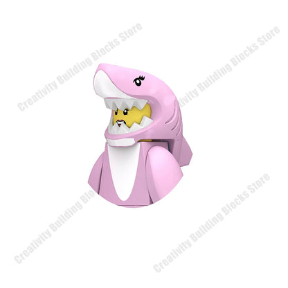New Hot Series Gray Shark Boy Girls 3D Model DIY Building Bload Toys Classic Movie Children's Toys Gifts.