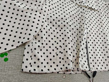 TRAFZA Herbst Polka Dot Gedruckt Jacke Für Frauen Lange Ärmel Rollkragen Zipper Mit Taschen Kordelzug Lose Vintage Mäntel.
