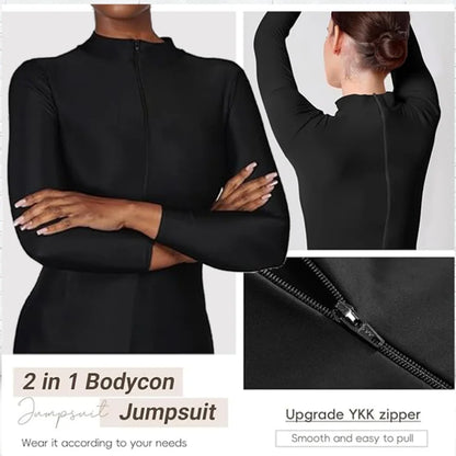 Unisex  Turtleneck Unitard Full Body Leotard  Long Sleeve Yoga Bodysuit Women Catsuit Daily Fitness Wear Cosplay Suits.