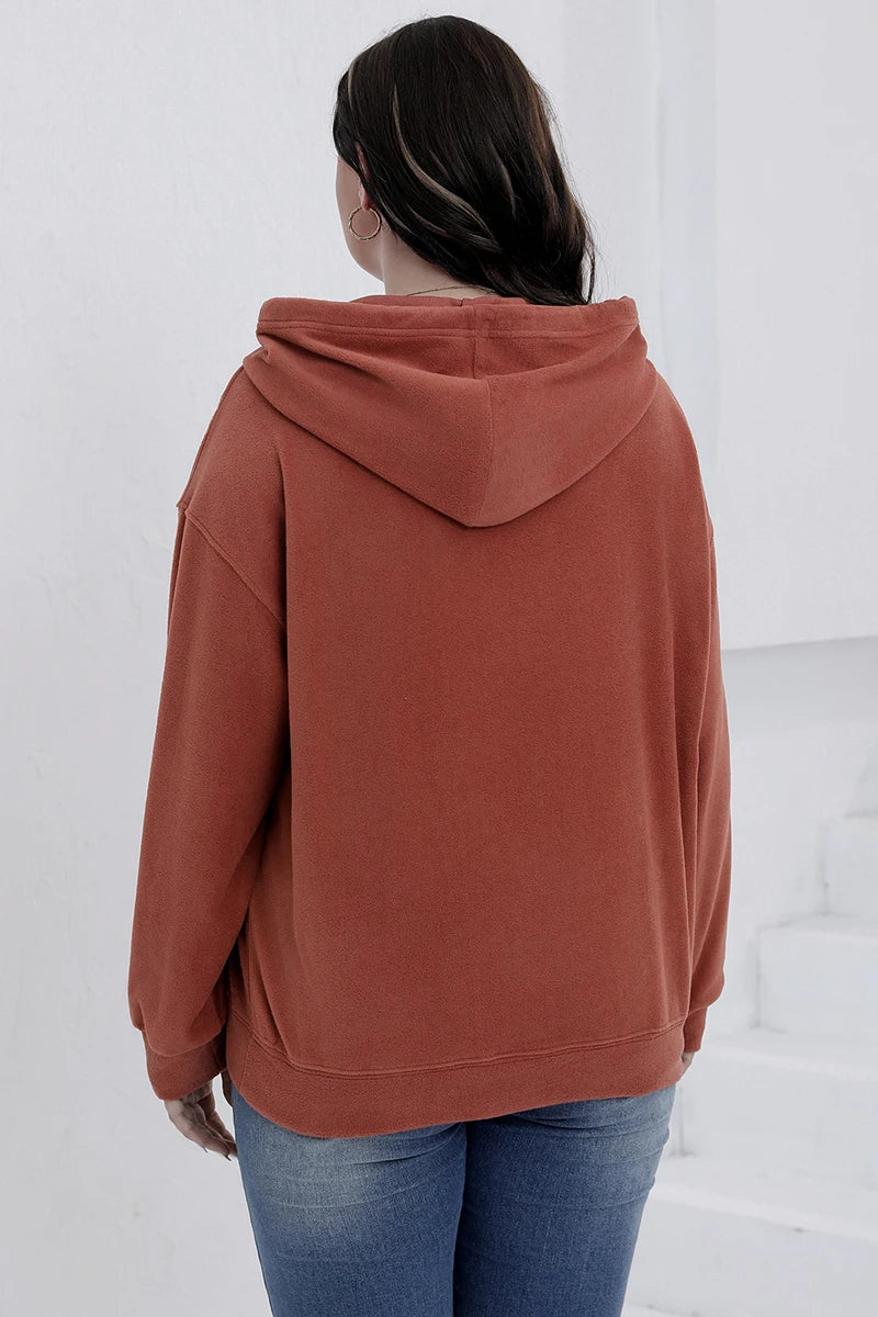 Gibsie Plus Size Frauen Hoodies Herbst Winter solide Kordel zug Kapuze Sweatshirts Känguru Tasche Fleece lässig Frauen Top.