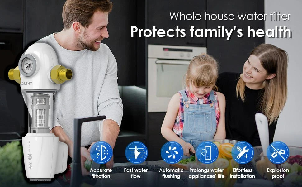 ALTHY PRE-AUTO2 Automatic Flushing Backwash Prefilter Spin Down Sediment Water Filter Central Whole House Purifier System.