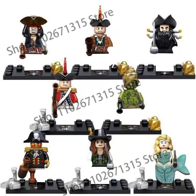 Movies Pirates Of The Caribbean Jack Sparrow Classic Movie Figures Head accessories Building Blocks Toys For Children.