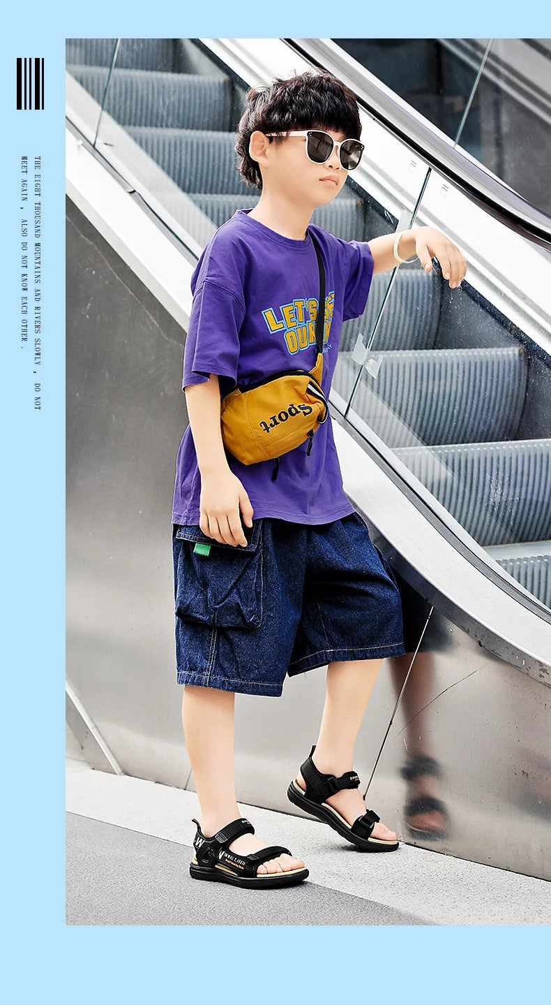 Kids' Summer Breathable Sport Sandals for Boys Casual Beach Shoe Comfortable Soft Sole Children's Fashion Non-slip Sandalias.