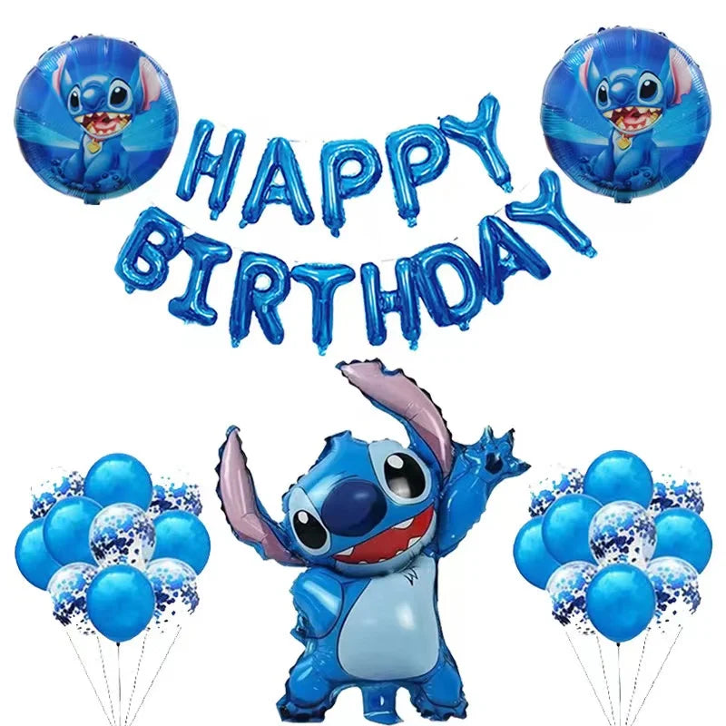 Disney Stich Geburtstag Dekorationen Einweg Geschirr Teller Serviette Stroh Tischdecke Folie Ballon Party Liefert Kinder Geschenke.