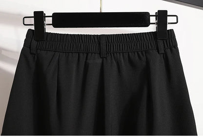 Women's A-Line High Waisted Wide Leg Short Pants Plus Size Casual Suit Shorts Summer 2025 Oversized Loose Five Quarter Pants