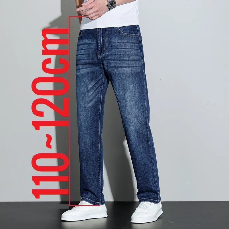 190 cm 200 cm hohe Jeans für Herren, gerade, normale Passform, Denim-Hose, männlich, Teeneeger, Stretch, extra lang, Länge 110, 115 cm, 120 cm, verlängert.