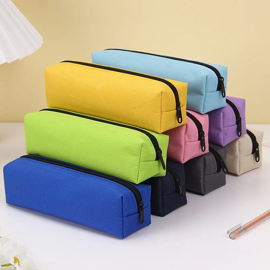 Solid Color Pencil Case Simple Pencil Bags For Student New Stationery School Supplies Kids Gift Zipper Big Cosmetic Bag.