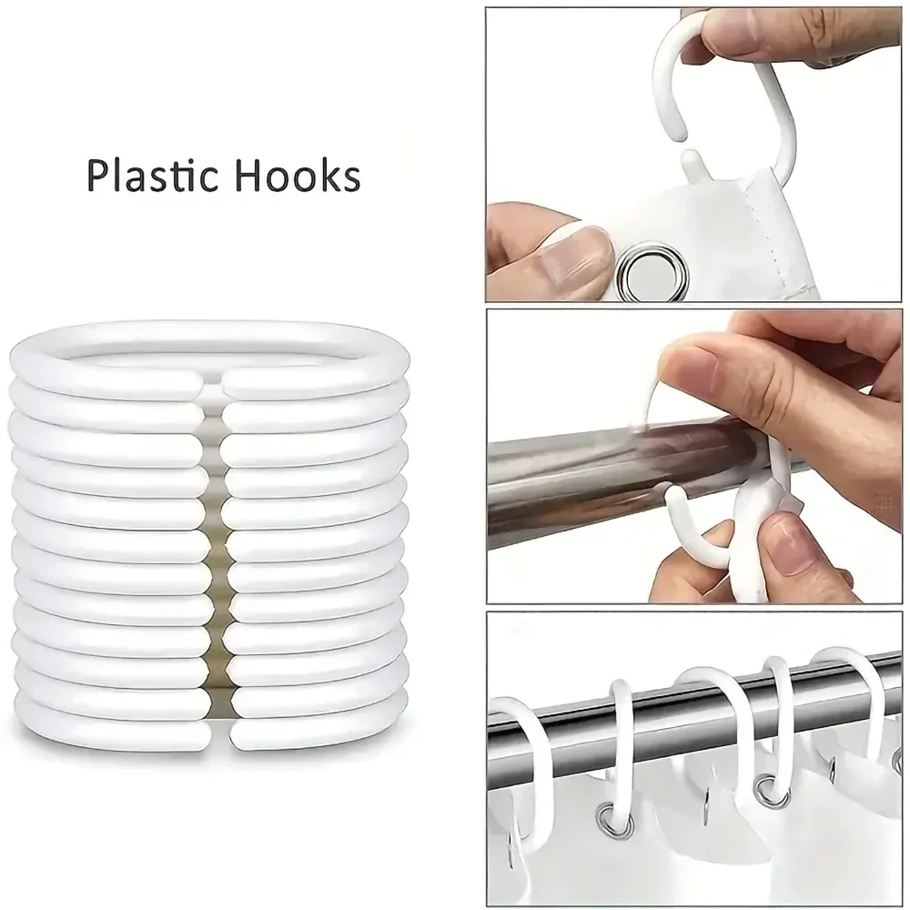 4-teiliges Set wasserdichter Duschvorhang mit Star River Moon-Muster und 12 Haken, bedruckter Vorhang, Badezimmer-Bodenmatte