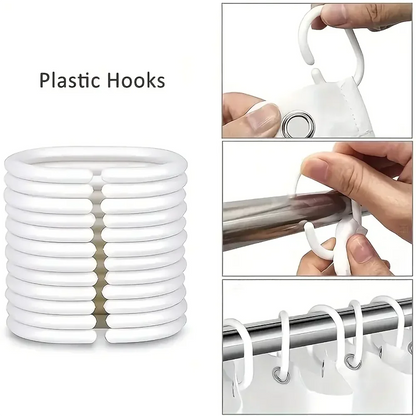 4-teiliges Set wasserdichter Duschvorhang mit Star River Moon-Muster und 12 Haken, bedruckter Vorhang, Badezimmer-Bodenmatte