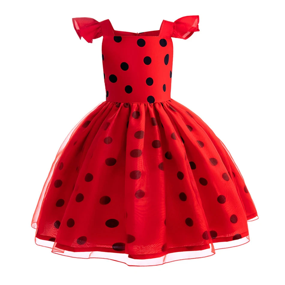 Mädchen Little Beetle Flying Sleeve Cosplay Prinzessin Kleid Geburtstag Halloween Party Kleidung Kinder Marinette Performance Kostüme.