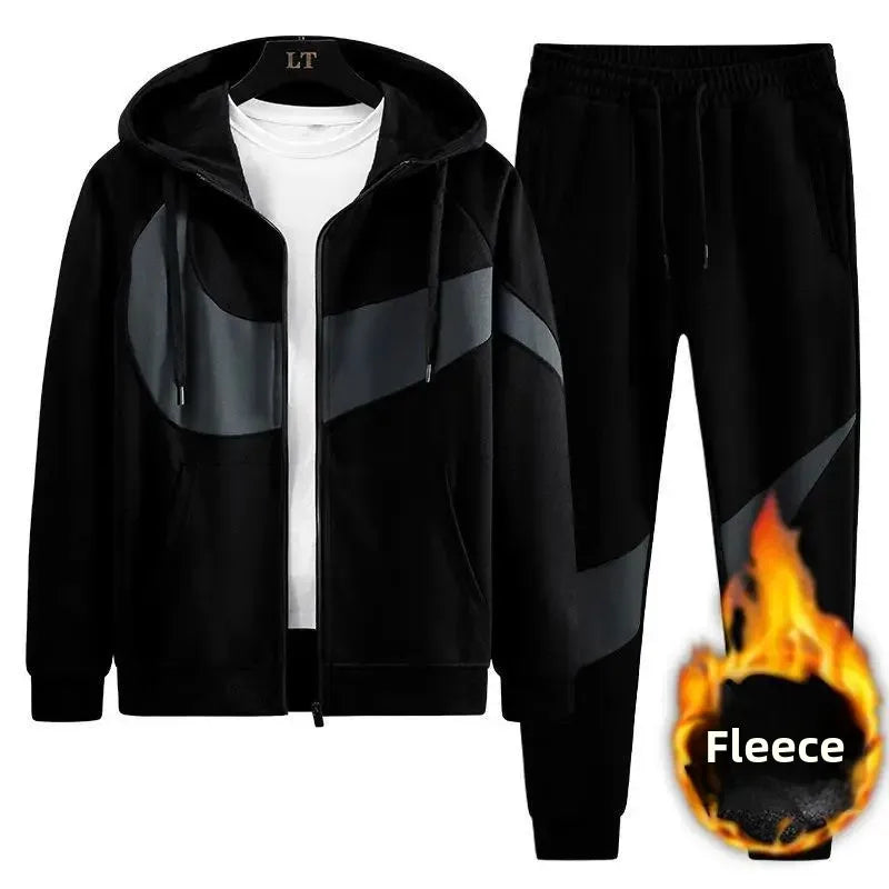 Autumn Winter Loose Hooded Long Sleeve Zipper Jacket Pants Trendy Set Men's Clothing New Hot Sale Of The Season Style Casual Out