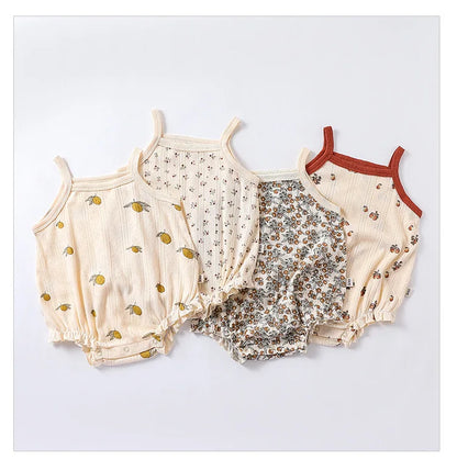 0-24m Neugeborenes Kind Baby Stram pler Mädchen Jungen Sommerkleid ung ärmel los schulter frei Overall niedlichen süßen Bodysuit Outfit.