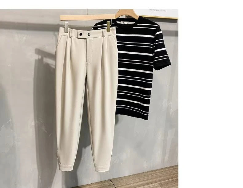 Luxury Fashion Straight Men's Casual Pants Spring Summer New Korean Suit Pant Harem Business Formal Male Trousers Trendy Brand