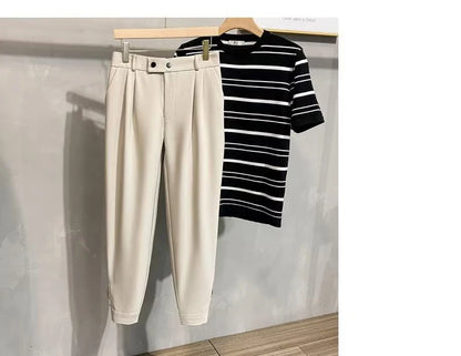 Luxury Fashion Straight Men's Casual Pants Spring Summer New Korean Suit Pant Harem Business Formal Male Trousers Trendy Brand