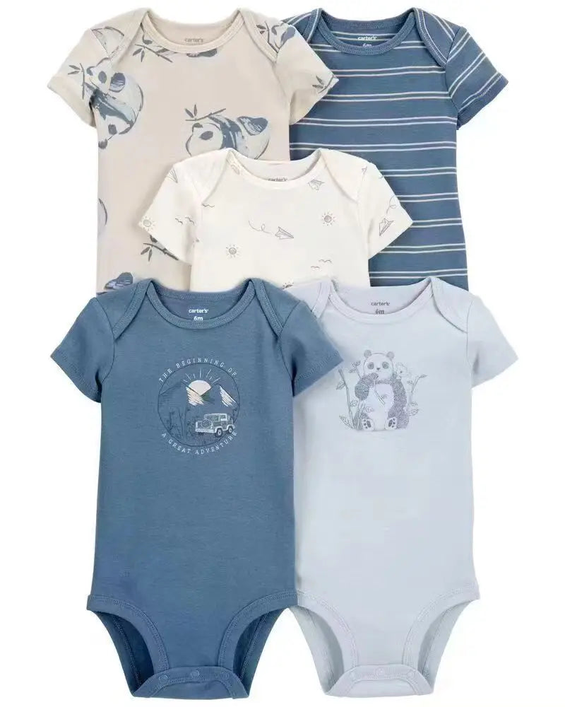 5 teile/satz Baumwolle Weiche Bequeme Baby Bodys Kurzarm Einteiliges für Neugeborene Sommer Bebe Kleidung Baby Dusche Geschenke