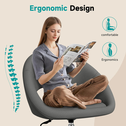 AUTHMIC Ergonomischer drehbarer Schminkstuhl mit Rückenstütze, höhenverstellbar, geräuschloser Rollen, Make-up-Schreibtischsitz für das Heimbüro