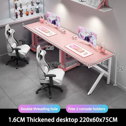 Großer 2-Personen-Gamer-PC-Schreibtisch mit K-förmigen Beinen, moderner Büro-Doppelcomputer-Schreibtische, geräumiger langer Gaming-Tisch für Zuhause und Arbeitszimmer für zwei Personen
