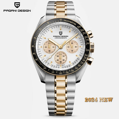 PAGANI DESIGN 2025 New Moon Watch Retro Luxury Quartz Watches For Men Stainless steel Luminous waterproof Sport Chronograph Man.