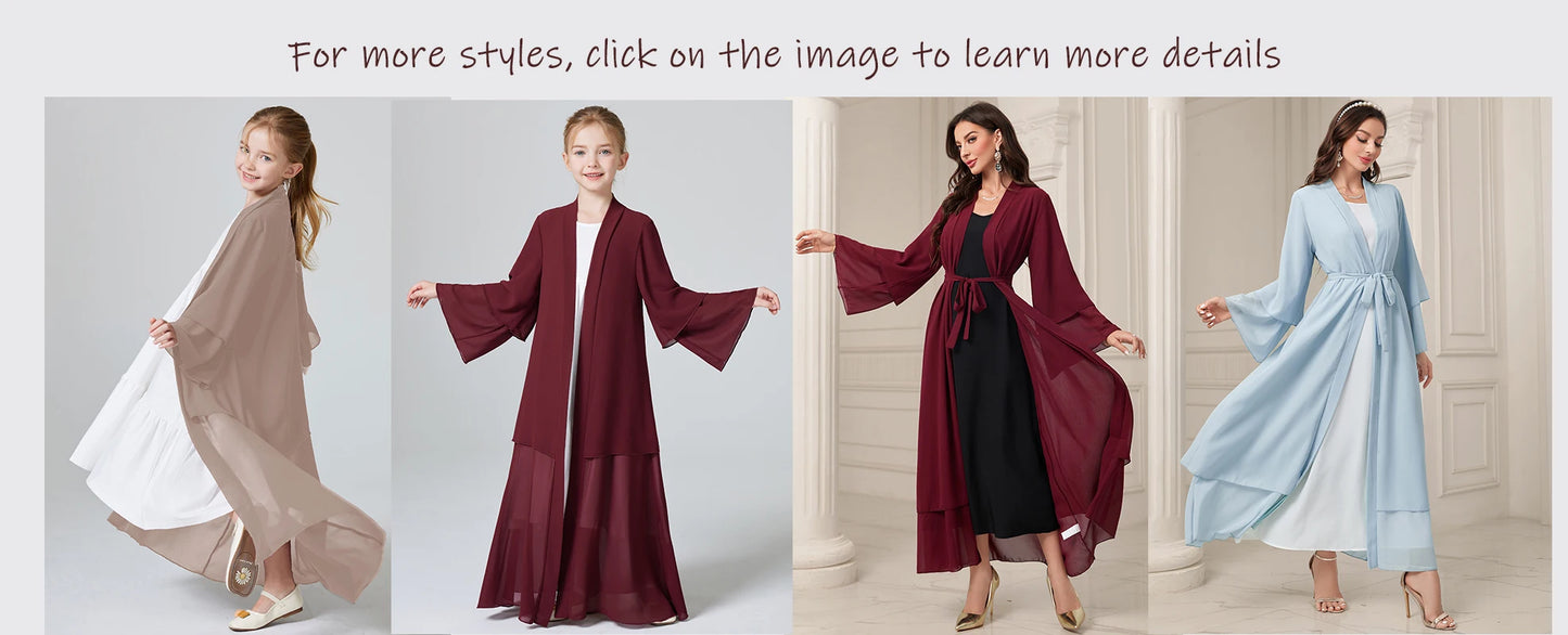 Ramadan  Muslim kids Girls Abaya Solid Long Kaftan abaya enfant Robe Dress Kebaya Kids Clothes For Gift (Without Hijab).