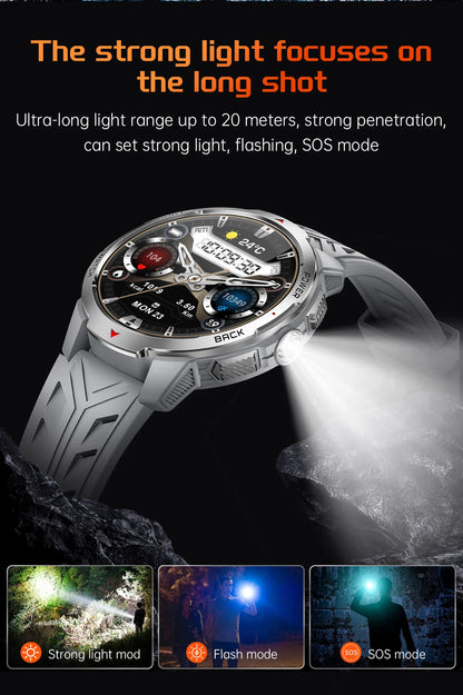 LIGE New 1100mAh Battery Smart Watches For Man Outdoor Sport LED Flashlight Compass Men’s Smartwatch Bluetooth Call Men Watches.