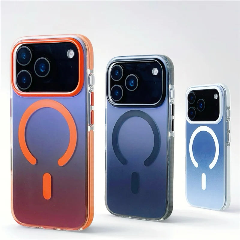 Gradient Color Matte Shockproof Magsafe Case For iPhone 17 Air 16Pro 17Pro Max Hybrid Wireless Charge Magnetic Hard Back Cover.