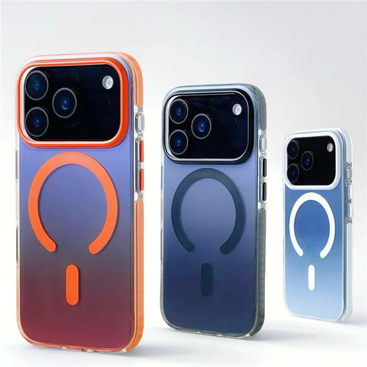 Gradient Color Matte Shockproof Magsafe Case For iPhone 17 Air 16Pro 17Pro Max Hybrid Wireless Charge Magnetic Hard Back Cover.