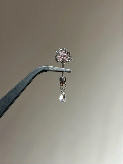 1 PCS Thorn Love Heart Water Droplet Zircon Ear Bone Nail 316L Medical Titanium Steel Earrings for Women Y2K Punk Jewelry.