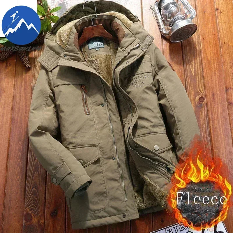 Winter Parka Men Windbreaker Fleece Thick Warm Fur Coats Male Retro Hooded Streetwear Overcoats Men's Windproof Jackets 6xl.