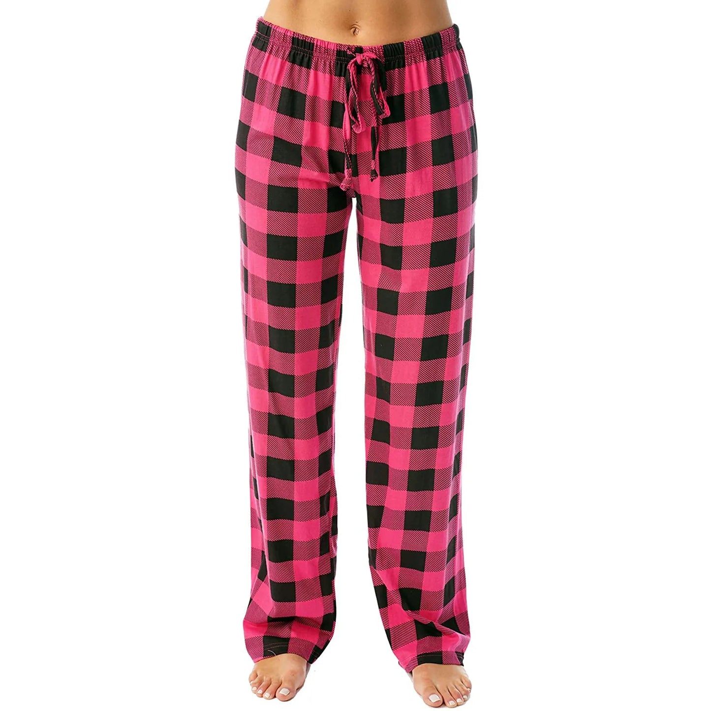 Frauen Weihnachten Pyjama Hosen Herbst Winter Plaid Gedruckt Hosen Mode Lässig Breite Bein Hosen Kleidung Streetwear