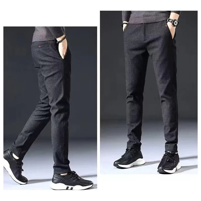 Men's Straight Leg Long Daily Pants Casual Straight Slim Fit Narrow Leg Trousers Stylish Male Suit Work Fashion Blue Gray Pants.