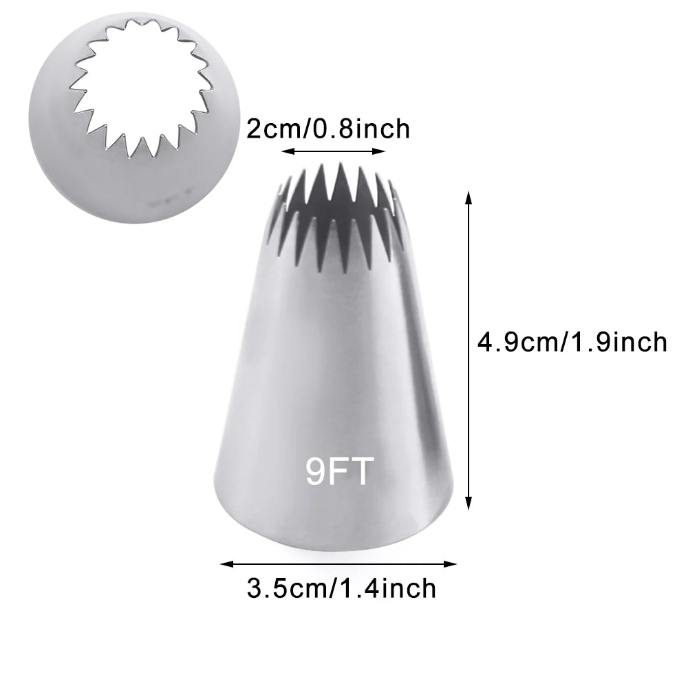 7FT 8FT 9FT Cake Decorating Tips Set Russian Open Star Piping Nozzles Tips Cupcake Cookies Icing Piping Pastry Nozzles.