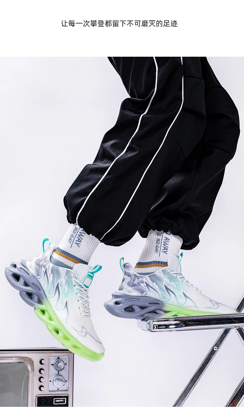 Men Running Shoes Mesh Breathable Flat Cushioning Soft Comfortable Sneakers Outdoor Gym Trendy Casual Jogging Shoes for Men.