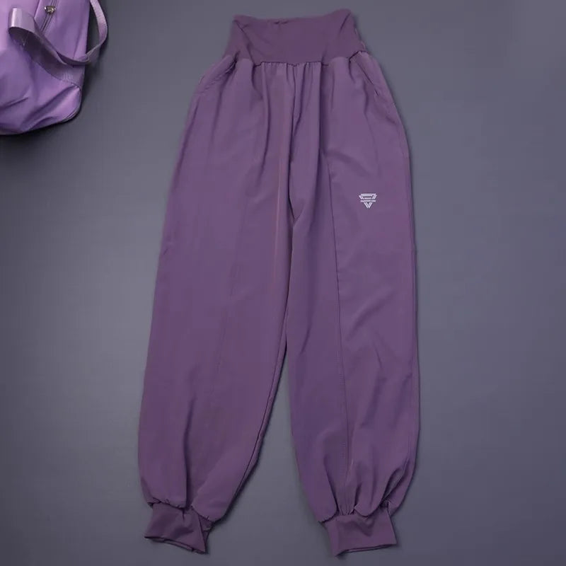 Damen-Fitness-Yogahose mit hoher Taille und Tasche, lockere Bündchen, Knöchel, Workout, Laufen, Training, Sport, Jogginghose, schnell trocknende Haremshose.