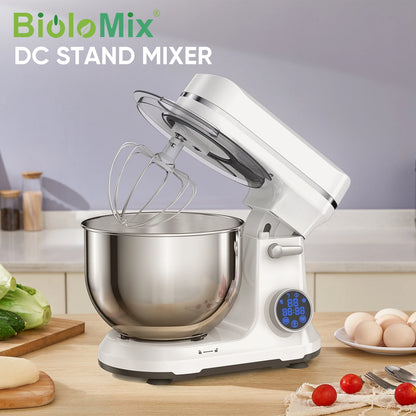 BioloMix Kitchen Food Stand Mixer, 1200W 11-Speeds DC Motor, Digital OLED Screen, Electric Food Mixer with Dough Hook, Whisk.