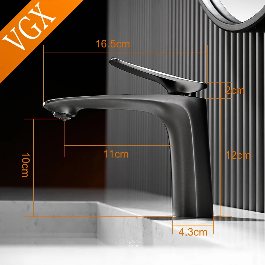 VGX Luxury Bathroom Faucets Basin Mixer Sink Faucet Gourmet Washbasin Tapware Hot Cold Water Tap Brass Chrome Black Brushed Gold