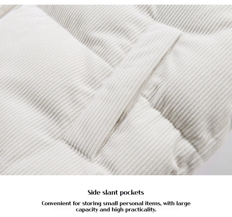 Japanese and Korean Winter Men's Thick Hooded Cotton Jacket Short Corduroy Cotton Jacket Trendy Warm Cotton Jacket Versatile.